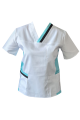 Bluza medicala  de dama  in v cu trei buzunare aplicate